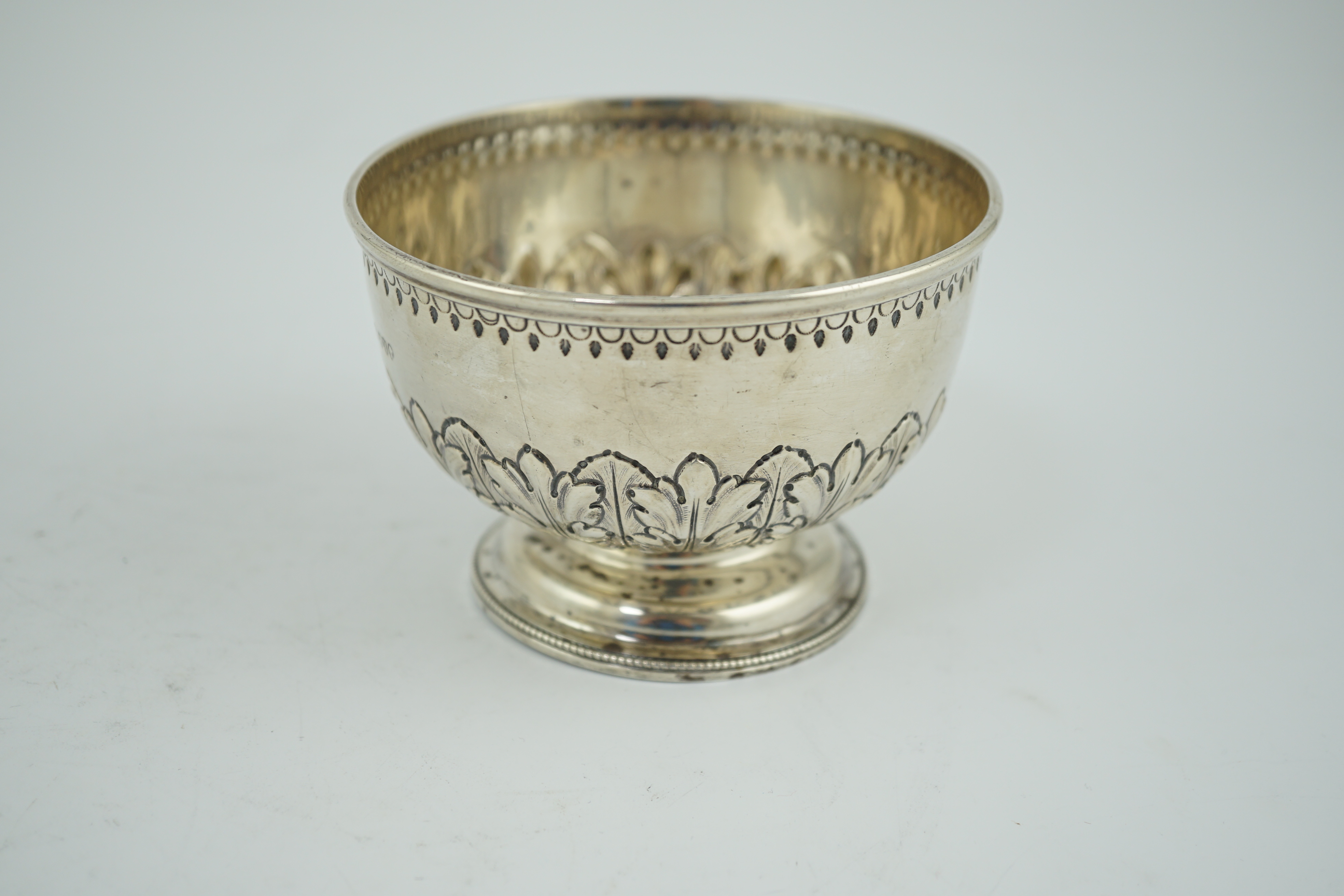 A late Victorian small repousse silver rose bowl, by John Septimus Beresford